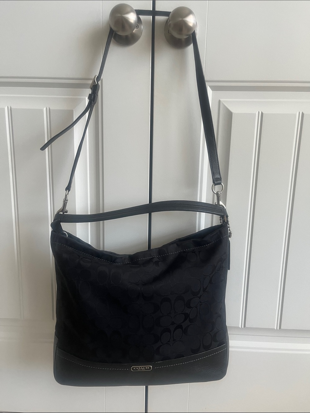 Coach Black Signature Hobo Shoulder Bag
